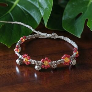 Red Daisy Bell Anklet